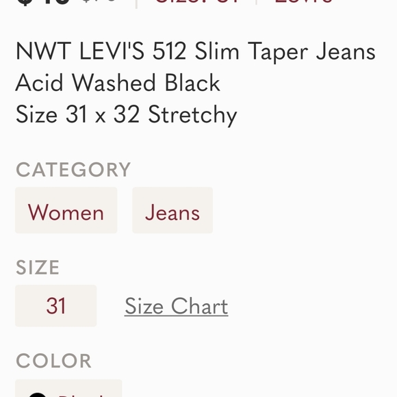NWT LEVI'S 512 SLIM TAPER JEANS - Picture 14 of 14